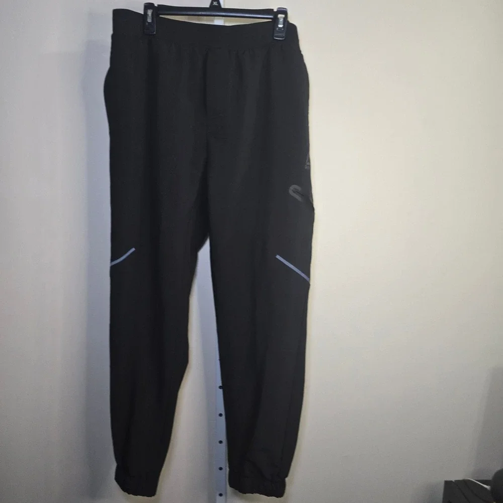 Reebok Mens Black Reflective Performance Jogger Pants Athletic Trousers XL